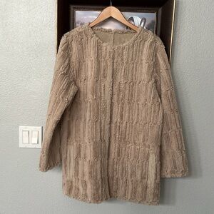 CHI by CARLOS FALCHI Vintage Reversible Luxury Tan Faux-Fur Suede Coat Jacket
